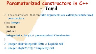 Parameterized constructors in C in Tamil [upl. by Keene]