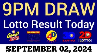 Lotto Result Today 9pm Draw September 2 2024 Swertres Ez2 PCSO Live Result [upl. by Sophronia]