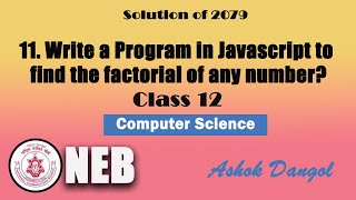 Write a Program in Javascript to find the factorial of any number [upl. by Anilosi]