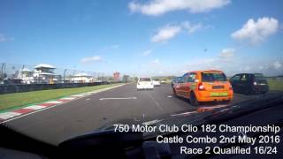 750mc Clio 182 Castle Combe Highlights Crash amp Spin 2nd May 2016 [upl. by Nywg]