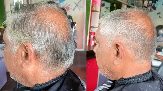 Old Mens Hair Cutting Transformation With Scissors [upl. by Derinna866]