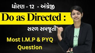 STD 12  Board 2023  English Grammar  Do as Directed  Most IMP  do as directed grammar class 12 [upl. by Paik]