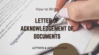 Letter of Acknowledgement of Documents  Financial Instruments [upl. by Wawro797]