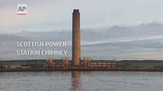 Scottish power station chimney demolished [upl. by Dunston]