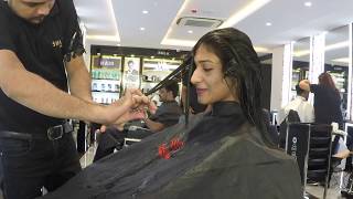 Makeover  Amazing Transformation  Long Hair  Short Hair  Red Violet Hair Color  Shapes  GoPro [upl. by Odnalro]