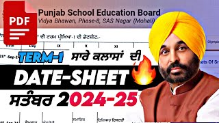 DATESHEETਸਤੰਬਰ ਪਪੇਰ 202425 All Classes  Pseb date sheet 2024 september  september date sheet [upl. by Meaghan54]