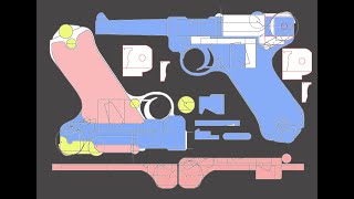 Blowback rubber band gun Luger Type [upl. by Ynaffyt350]