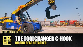 ReachStacker Toolchanger C hook – Hyster® Special Truck Engineering HysterHUB16 [upl. by Siraved326]