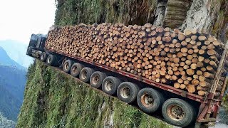 Dangerous Idiots Fastest Logging Wood Truck Operator Biggest Heavy Equipment Truck Fails Driving [upl. by Anivle261]