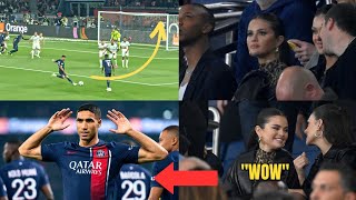 Selena Gomez Watching Achraf Hakimis Incredible Freekick vs Marseille Today  Mbappe Injured  PSG [upl. by Esiocnarf]