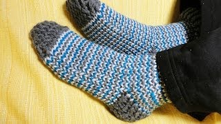 How to Loom Knit Socks DIY Tutorial Old Version [upl. by Eillit409]