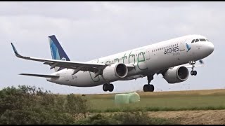 Azores Airlines A321neo Windy Landing at Ponta Delgada [upl. by Notsgnik]