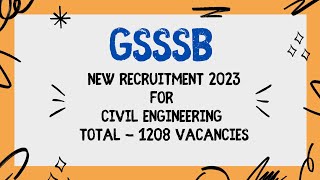 GSSSB Class 3 New Recruitment 2023 1208 vacancies  Notification  Exam Date  New Exam Pattern [upl. by Eneleuqcaj]