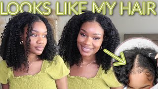 NATURAL VPART WIG INSTALL  NO GLUE NO CROCHET NO SEW IN  BEGINNER FRIENDLY  TWINGODESSES UNICE [upl. by Akemyt370]