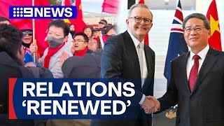 AustraliaChina relations renewed with visit from China’s premier  9 News Australia [upl. by Melac]