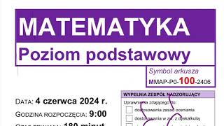 Matura z matematyki poziom podstawowy czerwiec 2024 cz1 [upl. by Eisnil]