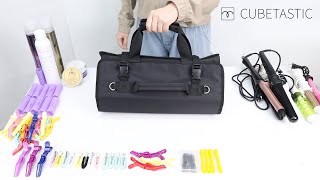 Hairstylist Traveling Roll Up Tool Bag with 8 Detachable Zipper Pouch Heat Resistant Lining [upl. by Ylliw]