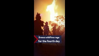 Greece wildfires rage for the fourth day [upl. by Georglana674]