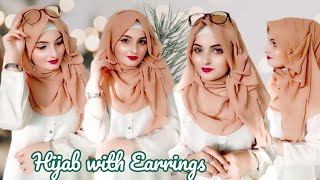 New hijab style 2024  hijab with earrings  hijab style for wedding party [upl. by Burnard]