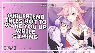 ASMR girlfriend tries not to wake you up while gaming falling asleep on your gamer gf f4f [upl. by Killen969]