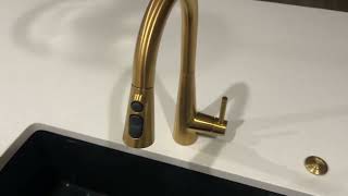 Moen Sleek Brushed Gold Motionsense Wave Sensor Touchless Kitchen Faucet Review [upl. by Yggam824]