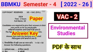 VAC 2 Environmental Studies l bbmku semester 4 vac 2 important MCQ questions vac 2 evm MCQ bc centre [upl. by Nonah]