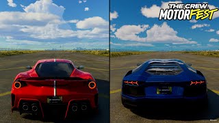 Ferrari 488 Pista 2018 vs Lamborghini Aventador LP 7004 2012 – Motorfest Supercar Showdown [upl. by Enelhtac]