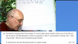 Mathematik Matura HSAK Jan 2024 Aufgabe 7 Swimmingpool Kredit [upl. by Moishe]