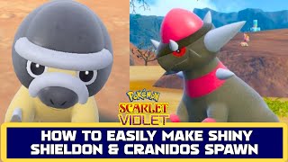 HOW TO EASILY MAKE SHINY SHIELDON amp CRANIDOS SPAWN IN INDIGO DISK DLC  Easy shiny guide [upl. by Mahmud]