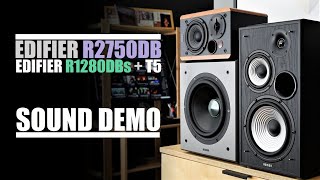 Edifier R1280DBs  T5 subwoofer vs Edifier R2750DB  Sound Comparison [upl. by Jael]