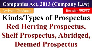 Types of Prospectus Red Herring Prospectus Shelf Prospectus Abridged Deemed Prospectus bcom [upl. by Eniarrol335]