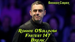 Ronnie oSullivan fastest 147 break ever  Snooker Corner [upl. by Llebyram]