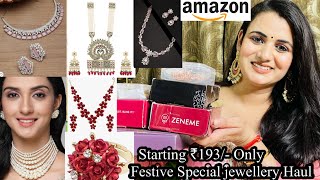 Festive Wear Amazon Jewellery Haul Starting ₹193 Traditional Neclace Choker Ring AD Jewellery [upl. by Kono]