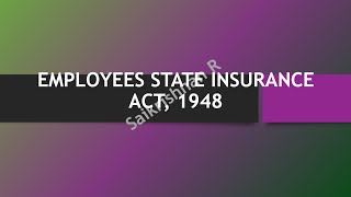 Industrial Law Employee state insurance Act 1948 part 2 explained in Tamil  CMA inter [upl. by Natal]