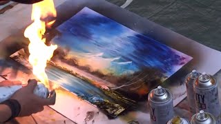 Amazing Spray Paint Art Fire Technique [upl. by Parette593]