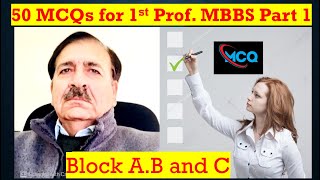 50 MCQs for 1st Prof MBBS Part 1Block AB And C by Dr Alamzeb [upl. by Eimerej]