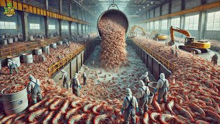 How Millions of Shrimp Are Caught amp Processed  Massive Shrimp Processing Factory [upl. by Daggna673]