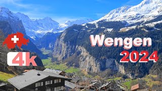 🇨🇭  2024  Winter  SWITZERLAND  WENGEN  Part 6  LAUTERBRUNNEN  Walking Tour beautiful  4k 🇨🇭 [upl. by Stockwell]