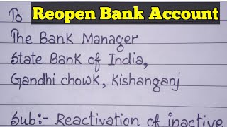 Reopen bank account application in English  application to the bank manager to reactivate account [upl. by Doubler]