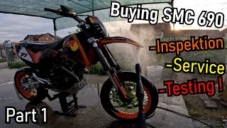 Buying a used KTM SMC 690 2011 overview inspection service and testing Part 1 [upl. by Ulrich]