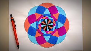 Geometric Patterns Drawing  How to Draw Geometry Art step by step  Geometric Drawing with Compass [upl. by Frayne109]