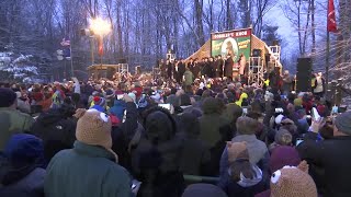 Thousands attend Gobblers Knob for largest crowd in Groundhog Day history [upl. by Anilem]