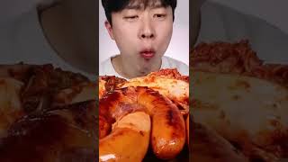 Kielbasa sausage with cheddar cheese sauce Mukbang [upl. by Ettedualc]