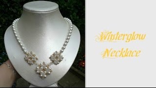 Winterglow Necklace Beading Tutorial by HoneyBeads1 with pearls [upl. by Anoif]