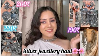 Huge silver jewellery haul under 299₹😍  Best affordable oxidised jewellery  kp styles [upl. by Erolyat]