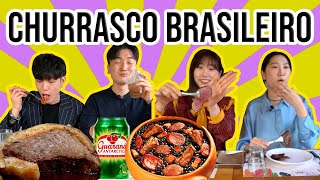 COREANOS EXPERIMENTAM CHURRASCO BRASILEIRO [upl. by Yatnoj265]