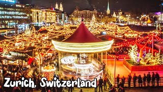 Zurich Switzerland Christmas market walking tour 4K  Charming Christmas markets [upl. by Ymorej]