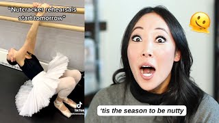 pointe shoe fitter reacts to NUTCRACKER TIK TOKS [upl. by Suinuj]