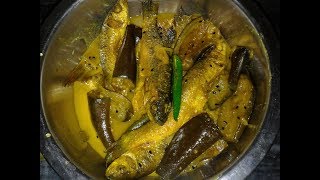 Begun Diye Charapona Machher Morich Jhol Small fish with Eggplant and green chilies [upl. by Mingche]