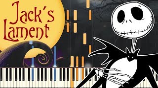 PIANO TUTORIAL Jacks Lament  Tim Burtons The Nightmare Before Christmas Easy Piano Synthesia [upl. by Xirdnek]